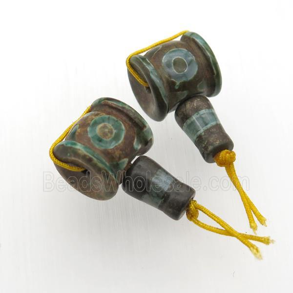Tibetan Agate Guru Beads, 3holes