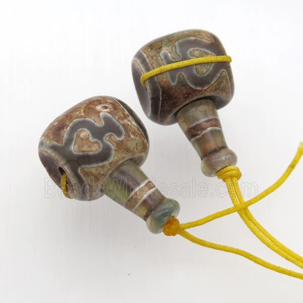Tibetan Agate Guru Beads, 3holes