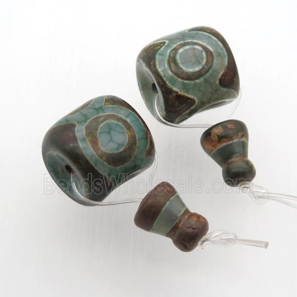Tibetan Agate Guru Beads, 3holes, Buddhist jewelry