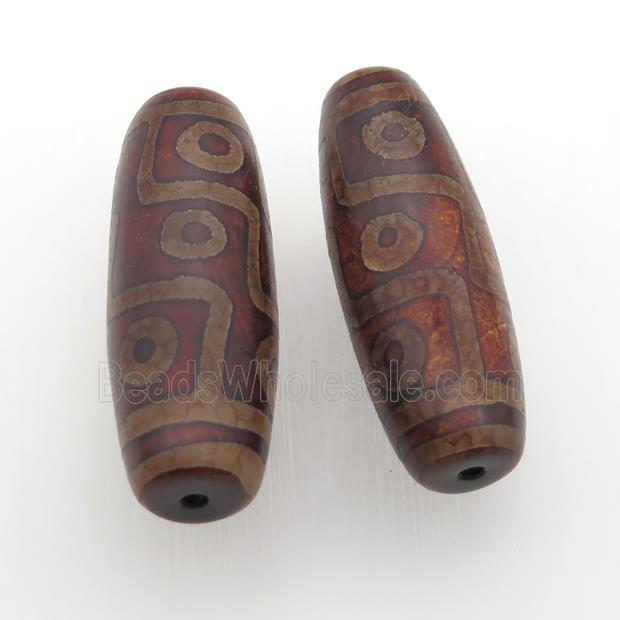 antique red Tibetan Dzi rice Beads, eye