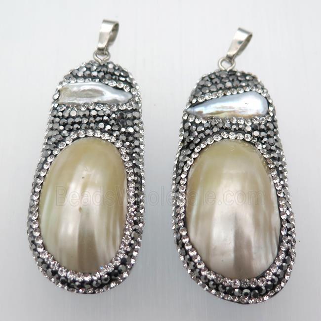 Pearl pendant pave rhinestone