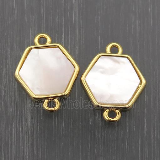 white Pearlized Shell hexagon connector