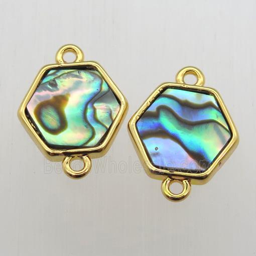 rainbow Abalone Shell hexagon connector