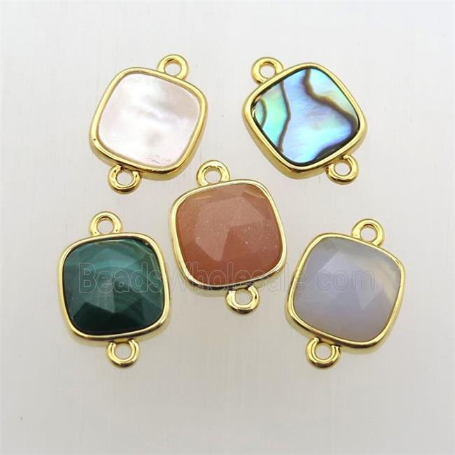 mixed Gemstone square connector