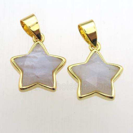 blue lace Agate star pendant