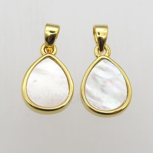 white Pearlized Shell teardrop pendants