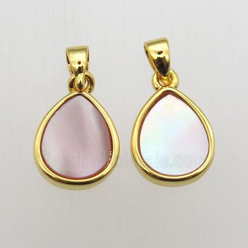pink Queen Shell teardrop pendants