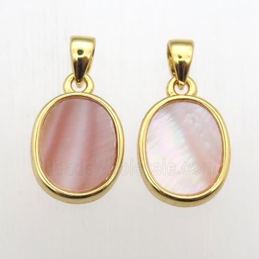 pink Queen Shell oval pendant