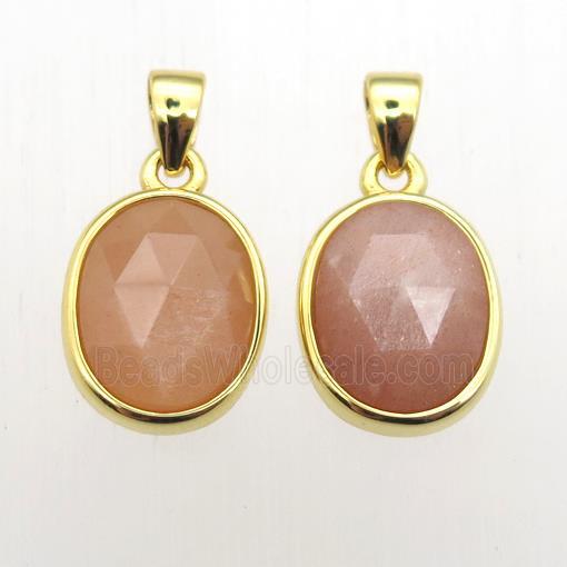 peach SunStone oval pendant