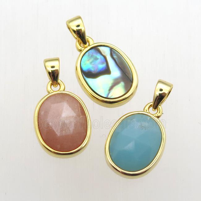 mixed Gemstone oval pendant
