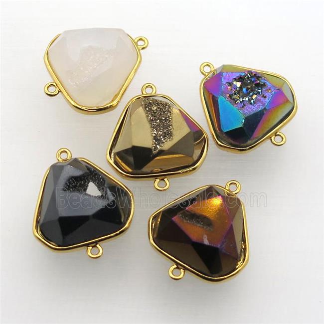 Agate Druzy triangle connector, mixed color