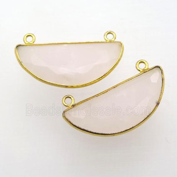 Rose Quartz moon pendant with 2loops