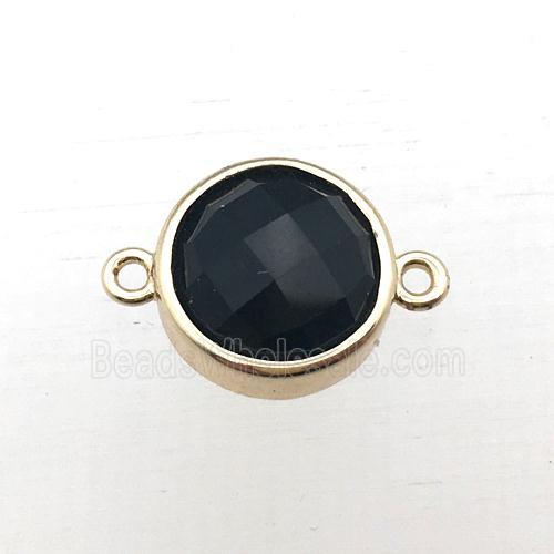 black onyx agate circle connector