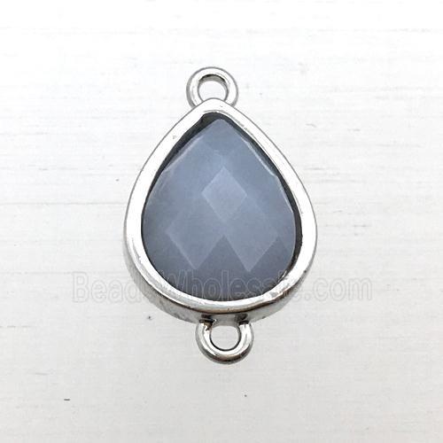blue lace agate teardrop connector