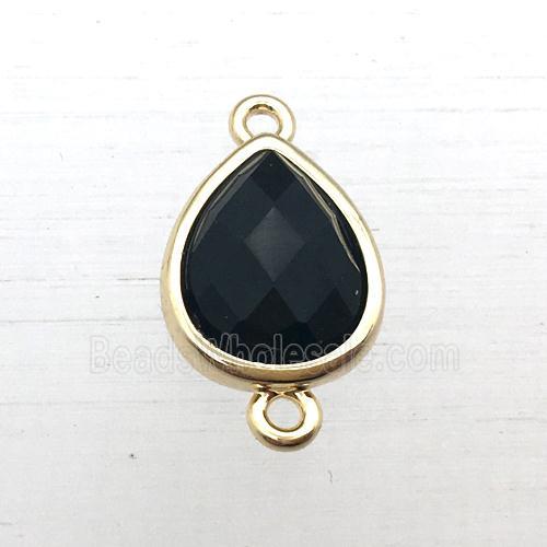 black Onyx Agate teardrop connector