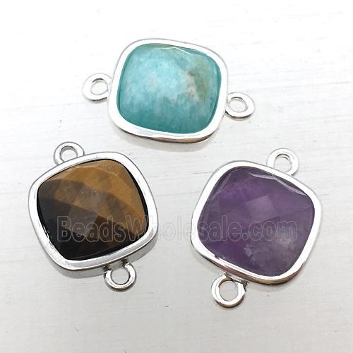mixed Gemstone square connector