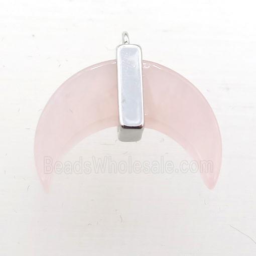 Rose Quartz crescent moon pendant