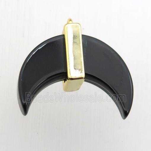 black hematite crescent moon pendant