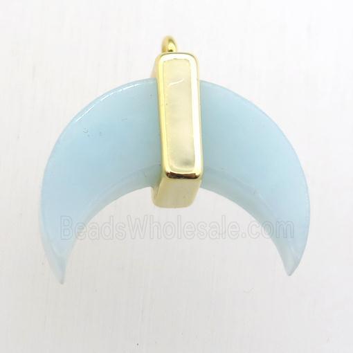 blue Amazonite crescent moon pendant