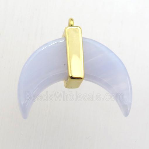 blue lace agate crescent moon pendant