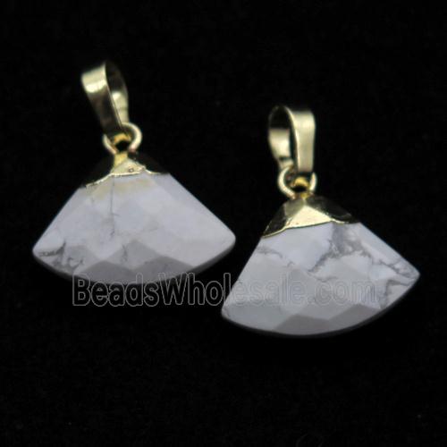 white Holwlite fan pendant, gold plated