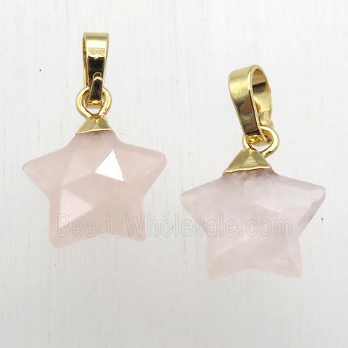 Rose Quartz star pendant, gold plated