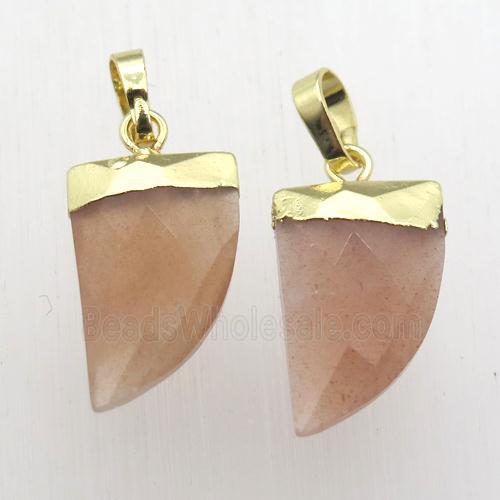 peach SunStone horn pendant, gold plated