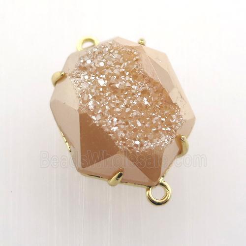 champagne Agate Druzy hexagon connector
