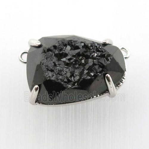 black Agate Druzy teardrop pendant
