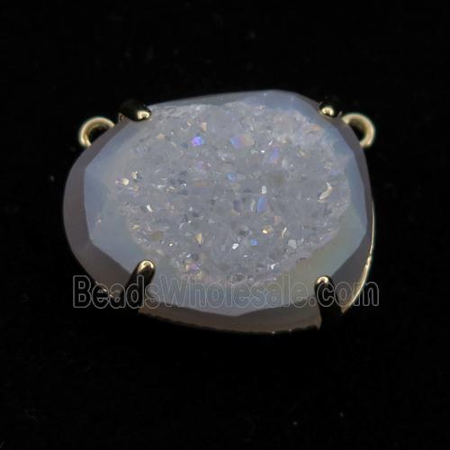 white AB-color Agate Druzy teardrop pendant