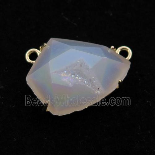white AB-color Agate Druzy teardrop pendant