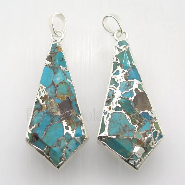 Mosaic Turquoise pendant, silver plated