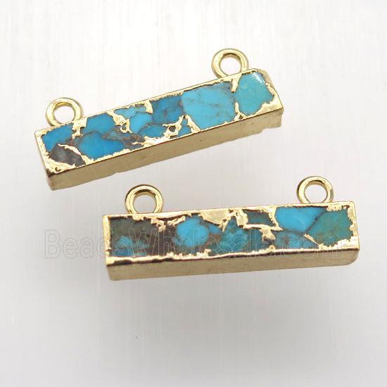 Mosaic Turquoise pendant, rectangle, gold plated
