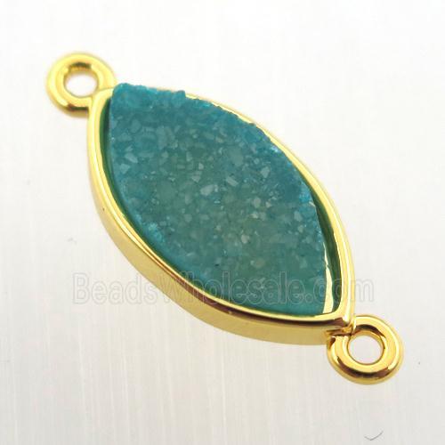 blue agate druzy eye connector, gold plated