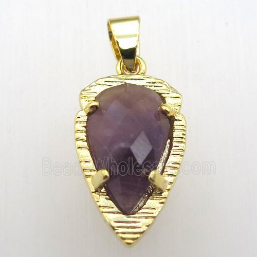 purple Amethyst teardrop pendant, gold plated