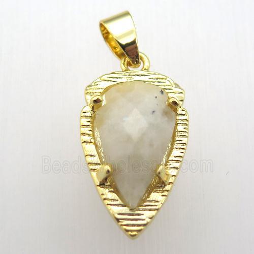 white moonstone teardrop pendant, gold plated
