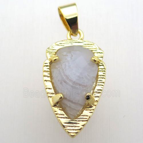 blue lace agate teardrop pendant, gold plated