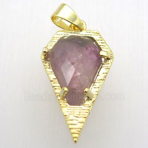 lt.purple amethyst teardrop pendant, gold plated