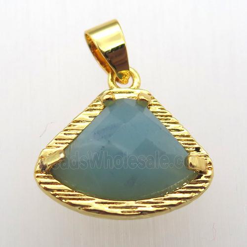 Amazonite fan pendant, gold plated