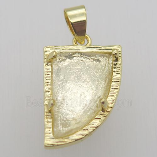 clear quartz horn pendant, gold plated