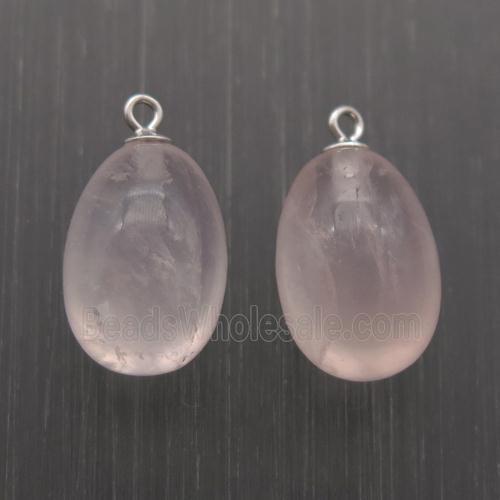 Rose Quartz egg pendant with 925 silver bail