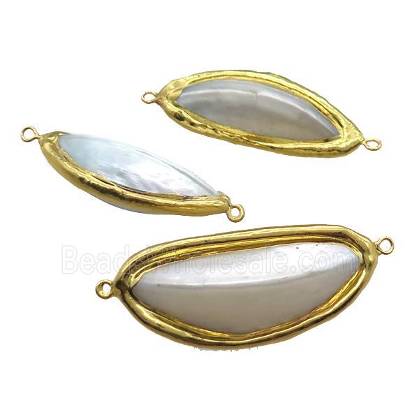 Mother of Pearl connector, gold plated