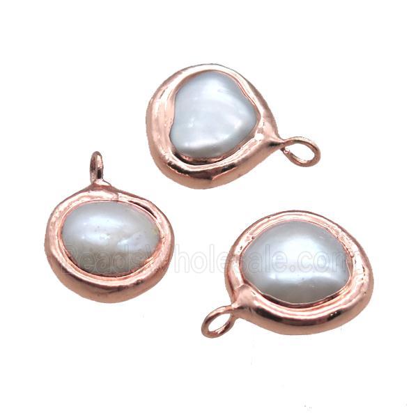 natural pearl pendant, coin, gold plated