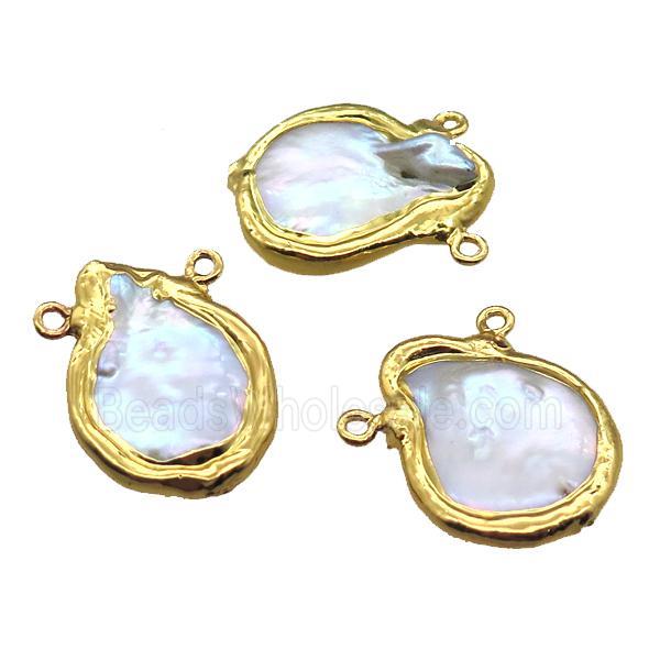 natural pearl pendant, freeform, gold plated