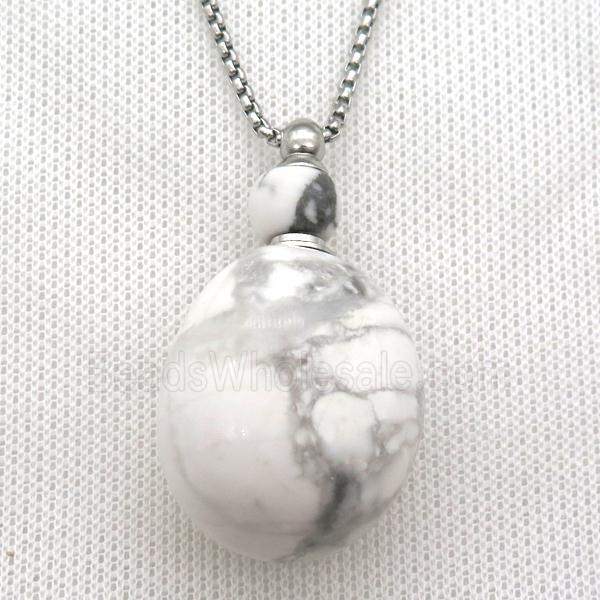 white Howlite Turquoise perfume bottle Necklace