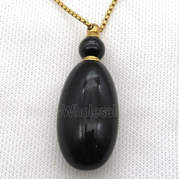 black Onyx Agate perfume bottle Necklace