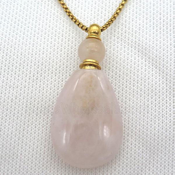 Rose Quartz perfume bottle Necklace