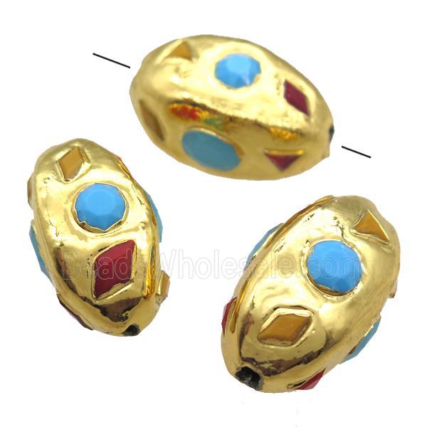 mix gemstone barrel beads, gold plated