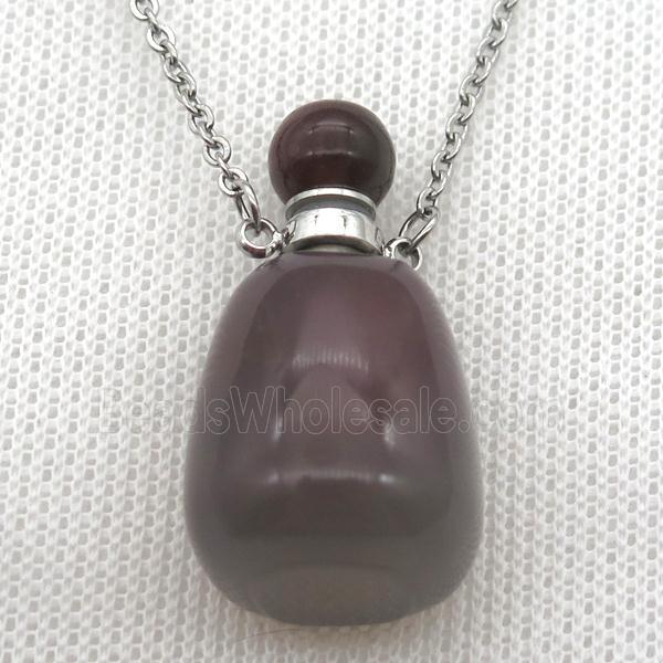 Smoky Quartz perfume bottle Necklace