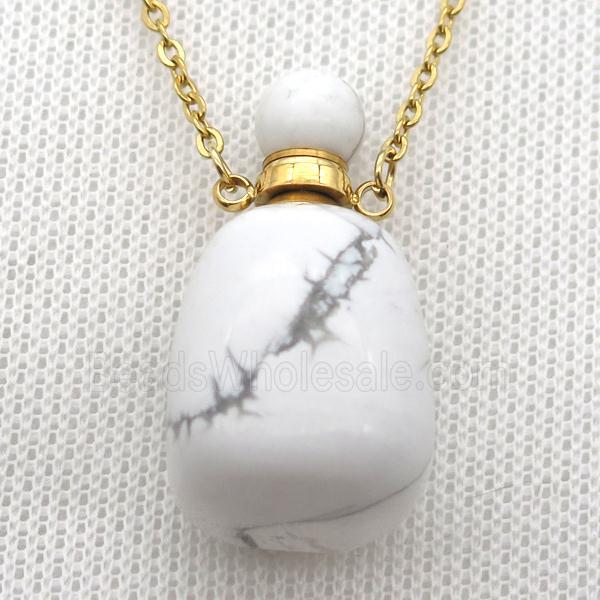 white Howlite Turquoise perfume bottle Necklace